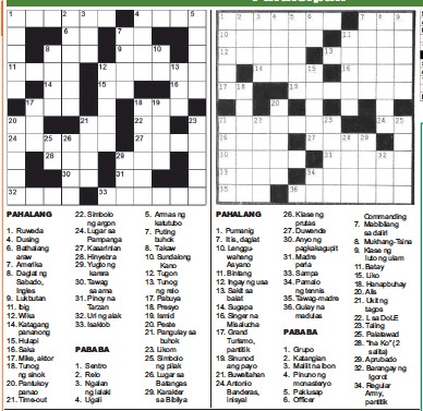crossword puzzle tagalog newspaper crossword quiz
