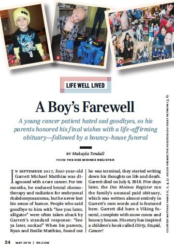 Pressreader Reader S Digest 2019 05 01 A Boy S Farewell